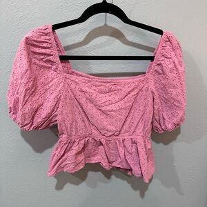 Women’s eyelet cropped peplum top wild fable